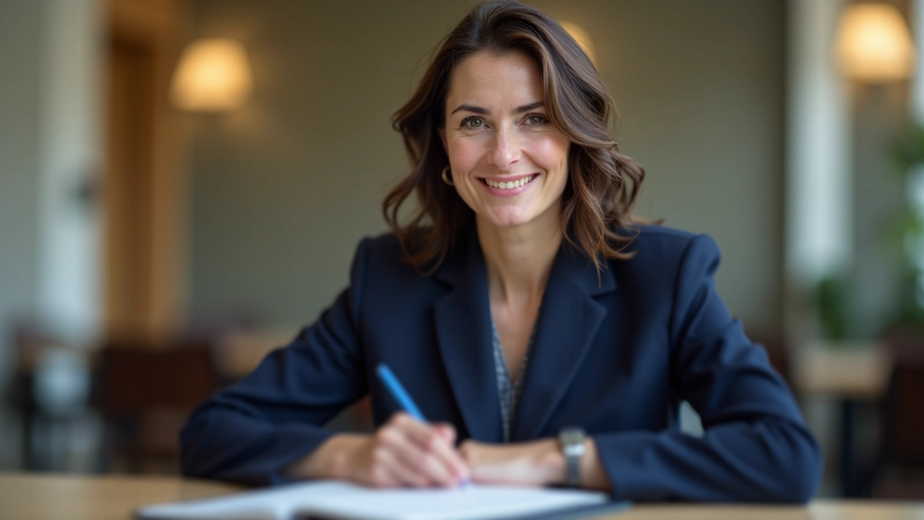 Profissional a anotar informações num bloco de notas durante uma reunião com cliente